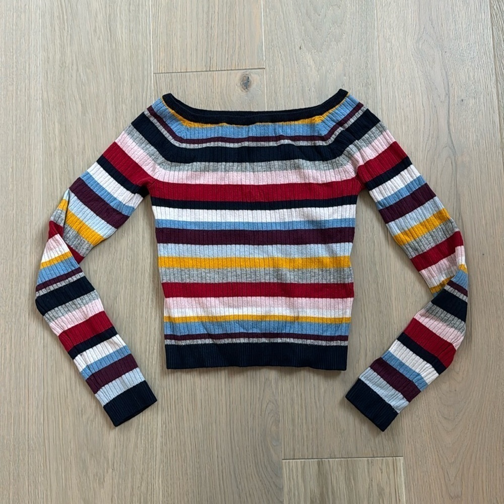 PacSun Kendall & Kylie Long Sleeve Off Shoulder Striped